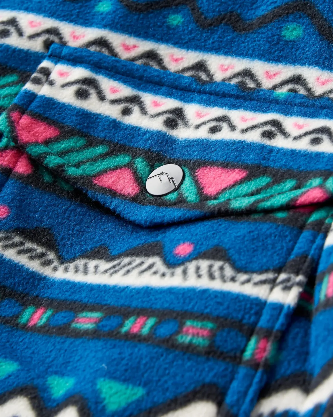 East Recycled Polar Fleece Long Sleeve Shirt - Mountain Geo Tidal Blue