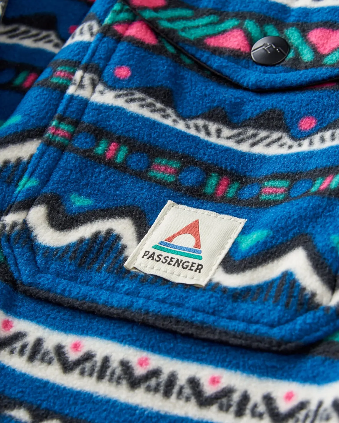 East Recycled Polar Fleece Long Sleeve Shirt - Mountain Geo Tidal Blue