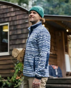 Ebb Recycled Polar Fleece - Mountain Geo Gray Blue
