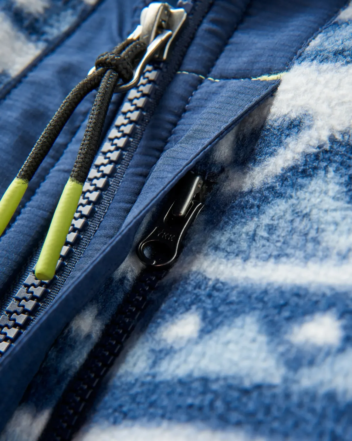 Ebb Recycled Polar Fleece - Mountain Geo Gray Blue