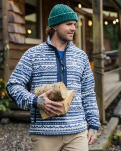 Ebb Recycled Polar Fleece - Mountain Geo Gray Blue