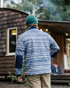 Ebb Recycled Polar Fleece - Mountain Geo Gray Blue
