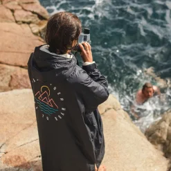 Escapism Recycled Sherpa Lined Changing Robe - Black