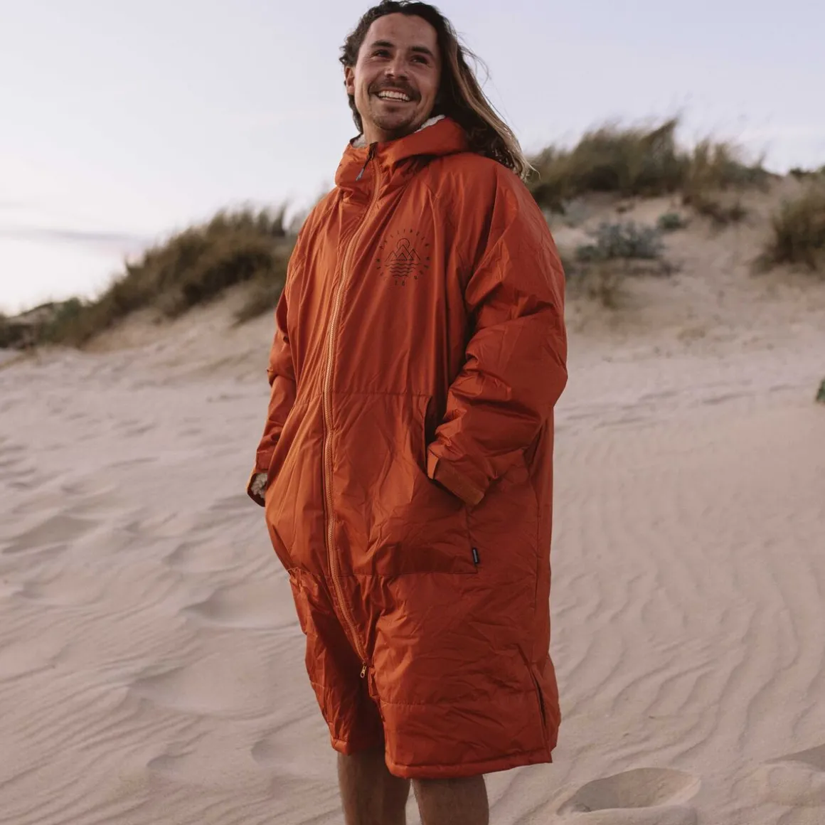 Escapism Recycled Sherpa Lined Changing Robe - Rust