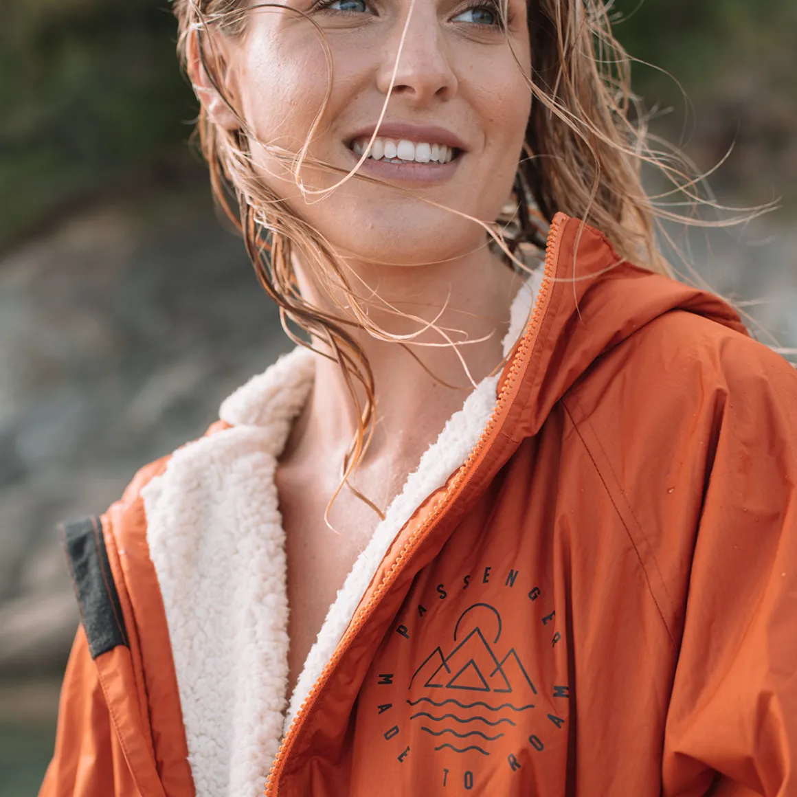 Escapism Recycled Sherpa Lined Changing Robe - Rust