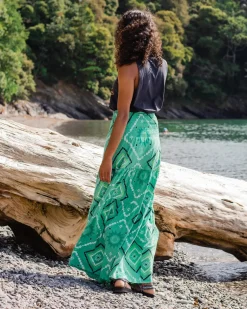 Fareway Recycled Cotton Maxi Skirt - Sunburst Green Spruce