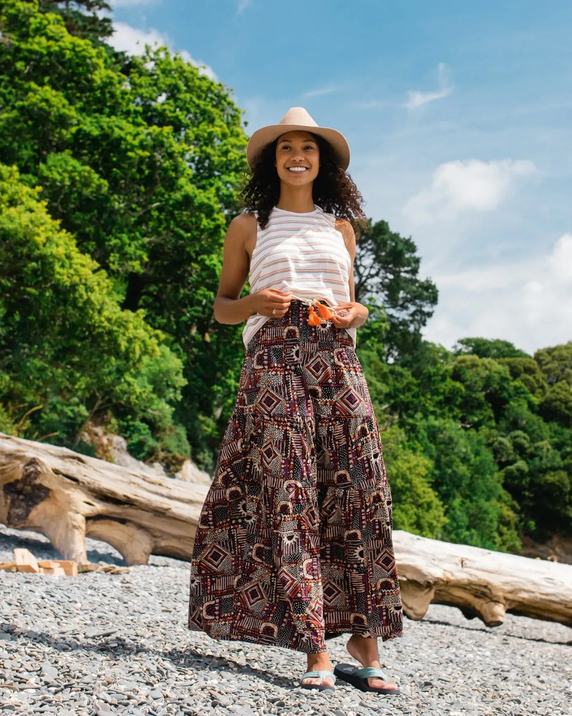 Fareway Recycled Cotton Maxi Skirt - Vintage Patchwork Black/Multi