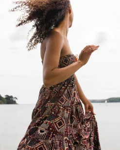 Fareway Recycled Cotton Maxi Skirt - Vintage Patchwork Black/Multi