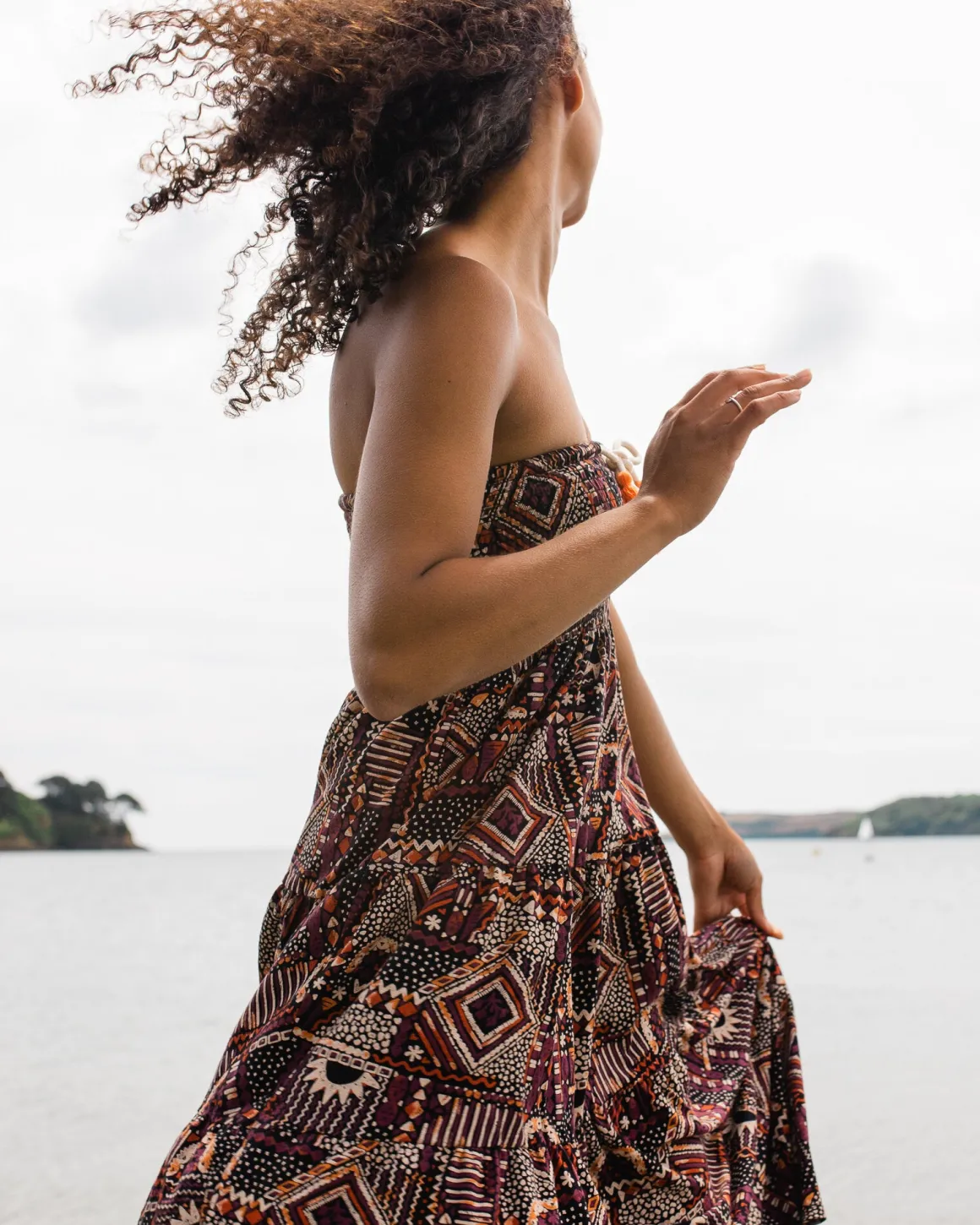 Fareway Recycled Cotton Maxi Skirt - Vintage Patchwork Black/Multi