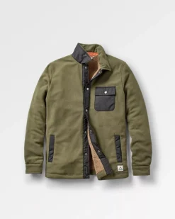 Firelight Sherpa Lined Shirt Jacket - Khaki Green