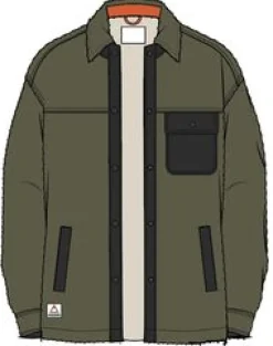 Firelight Sherpa Lined Shirt Jacket - Khaki Green