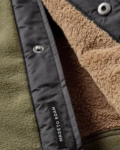 Firelight Sherpa Lined Shirt Jacket - Khaki Green
