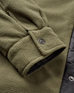 Firelight Sherpa Lined Shirt Jacket - Khaki Green