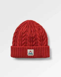 Fireside Recycled Cable Knit Hat - Red Ochre