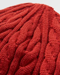 Fireside Recycled Cable Knit Hat - Red Ochre