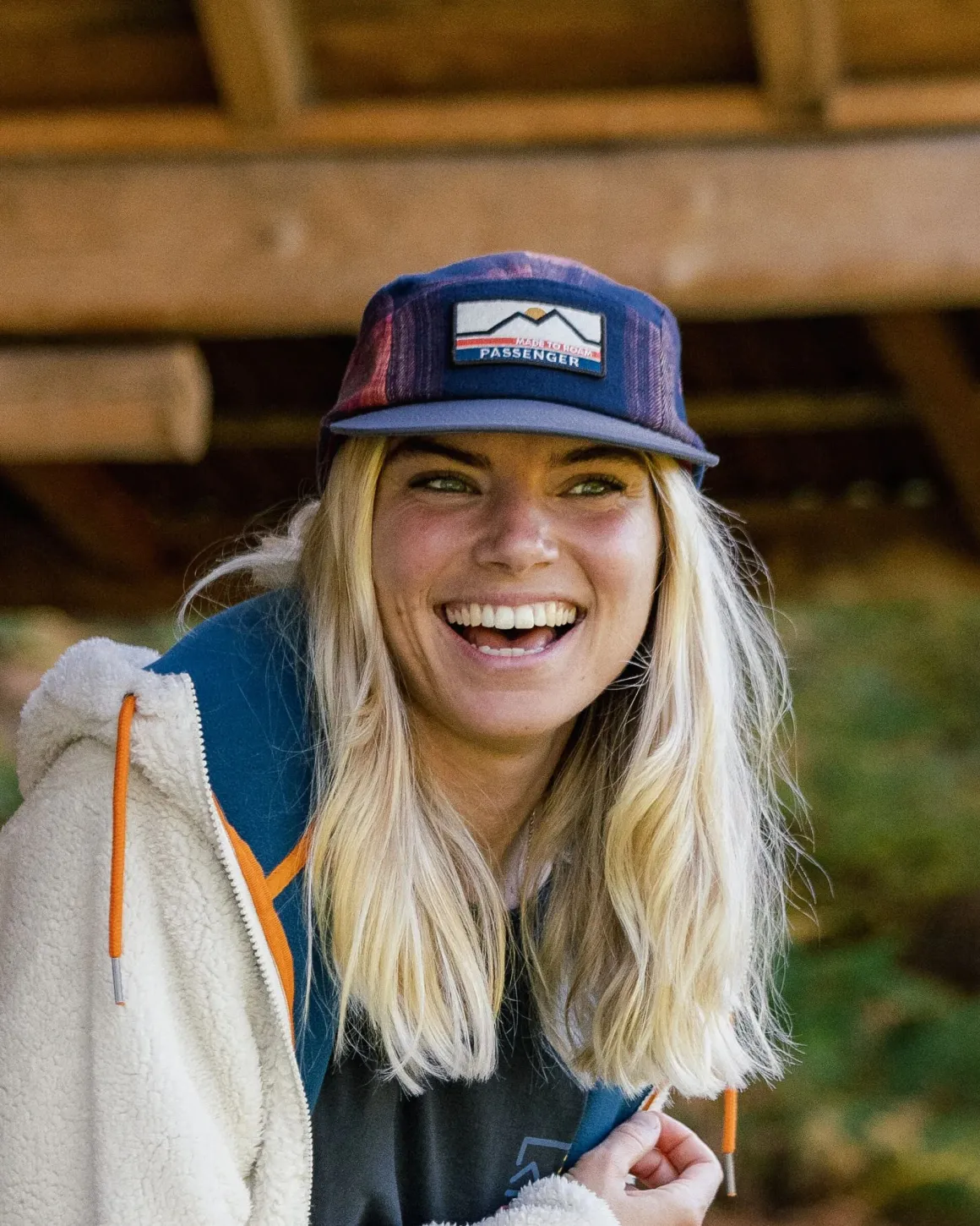 Fixie Recycled Flannel 5 Panel Hat - Rich Navy/ Red Ochre Check