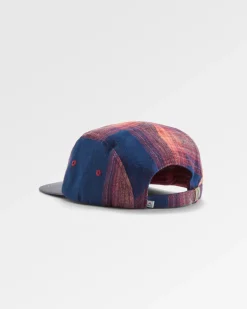 Fixie Recycled Flannel 5 Panel Hat - Rich Navy/ Red Ochre Check