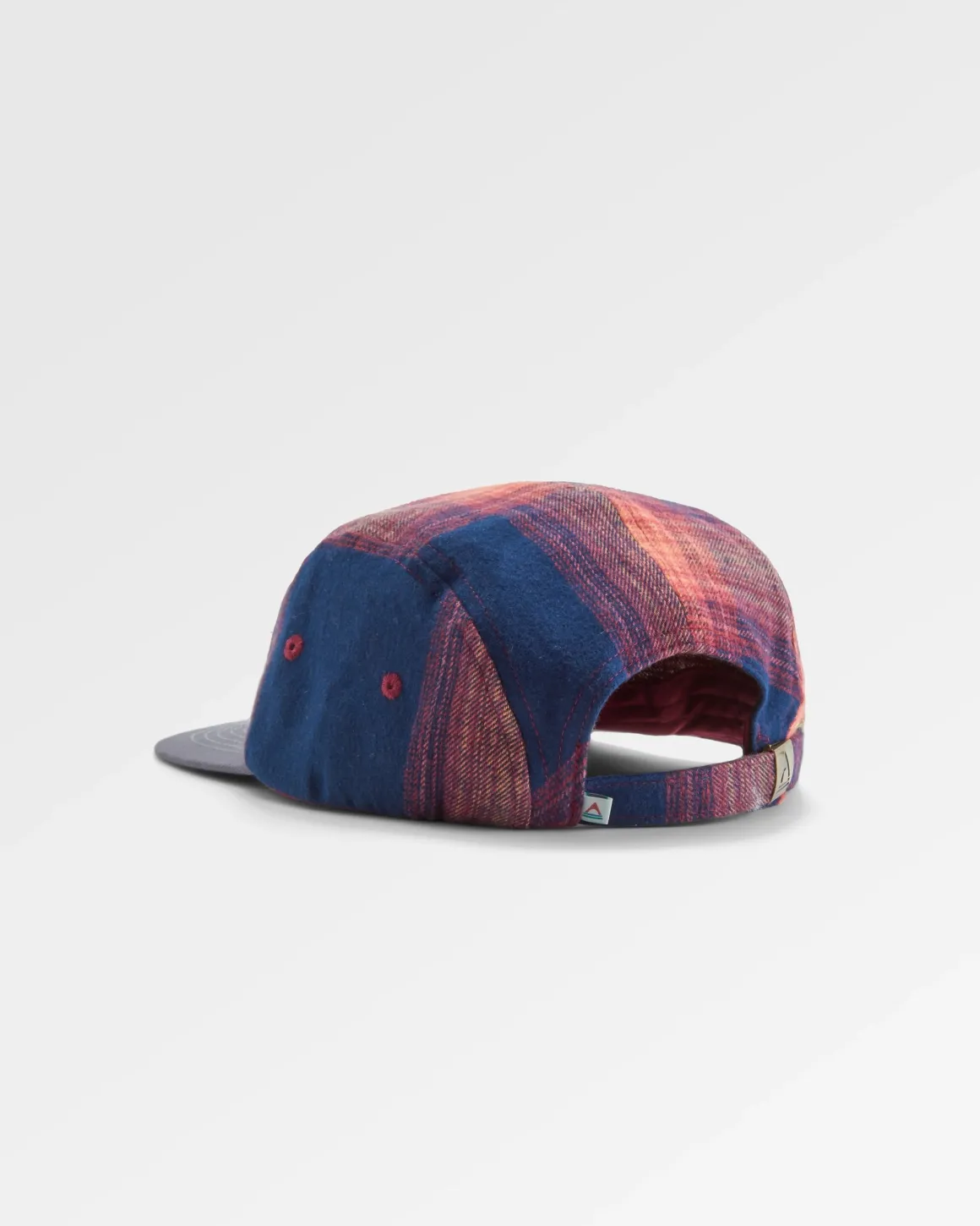 Fixie Recycled Flannel 5 Panel Hat - Rich Navy/ Red Ochre Check