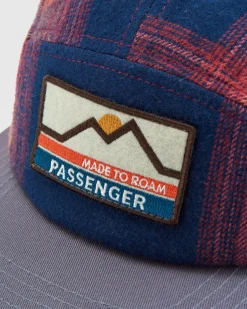 Fixie Recycled Flannel 5 Panel Hat - Rich Navy/ Red Ochre Check