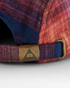 Fixie Recycled Flannel 5 Panel Hat - Rich Navy/ Red Ochre Check