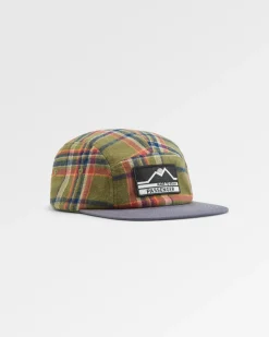 Fixie Recycled Flannel 5 Panel Hat - Khaki Green Check