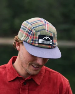 Fixie Recycled Flannel 5 Panel Hat - Khaki Green Check