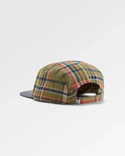 Fixie Recycled Flannel 5 Panel Hat - Khaki Green Check