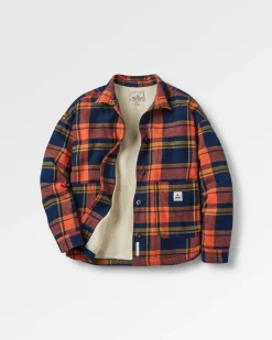 Flint Organic Cotton Shirt Jacket - Rich Navy/Burnt Orange