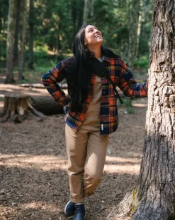 Flint Organic Cotton Shirt Jacket - Rich Navy/Burnt Orange