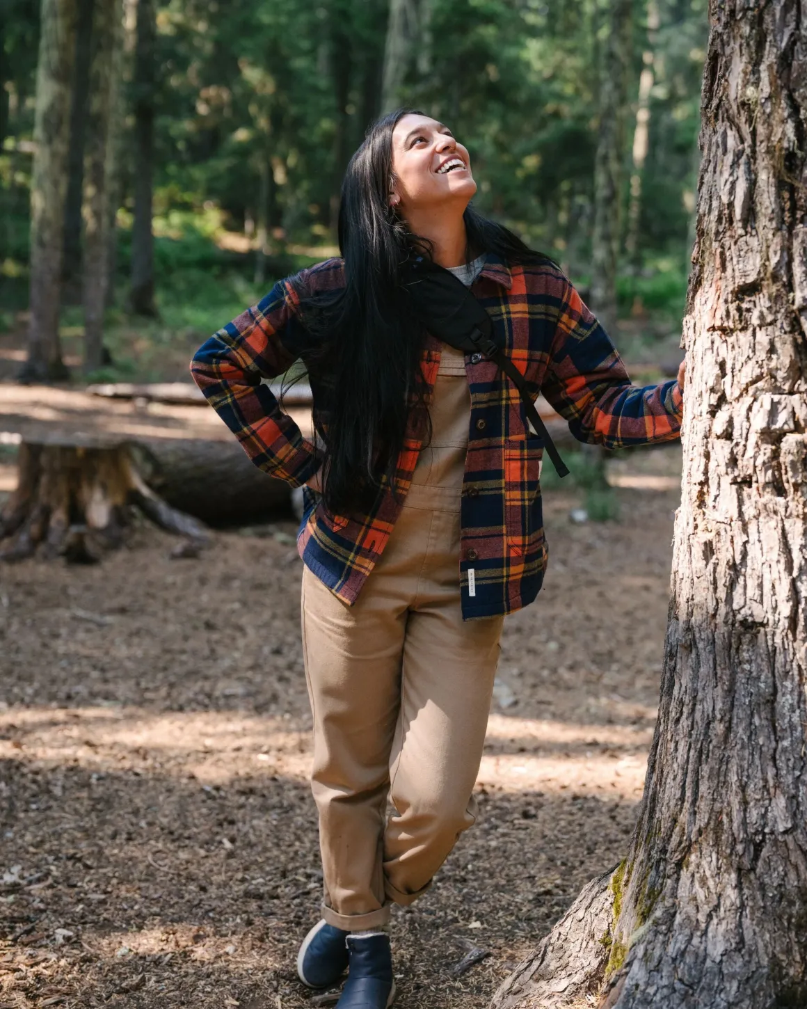 Flint Organic Cotton Shirt Jacket - Rich Navy/Burnt Orange