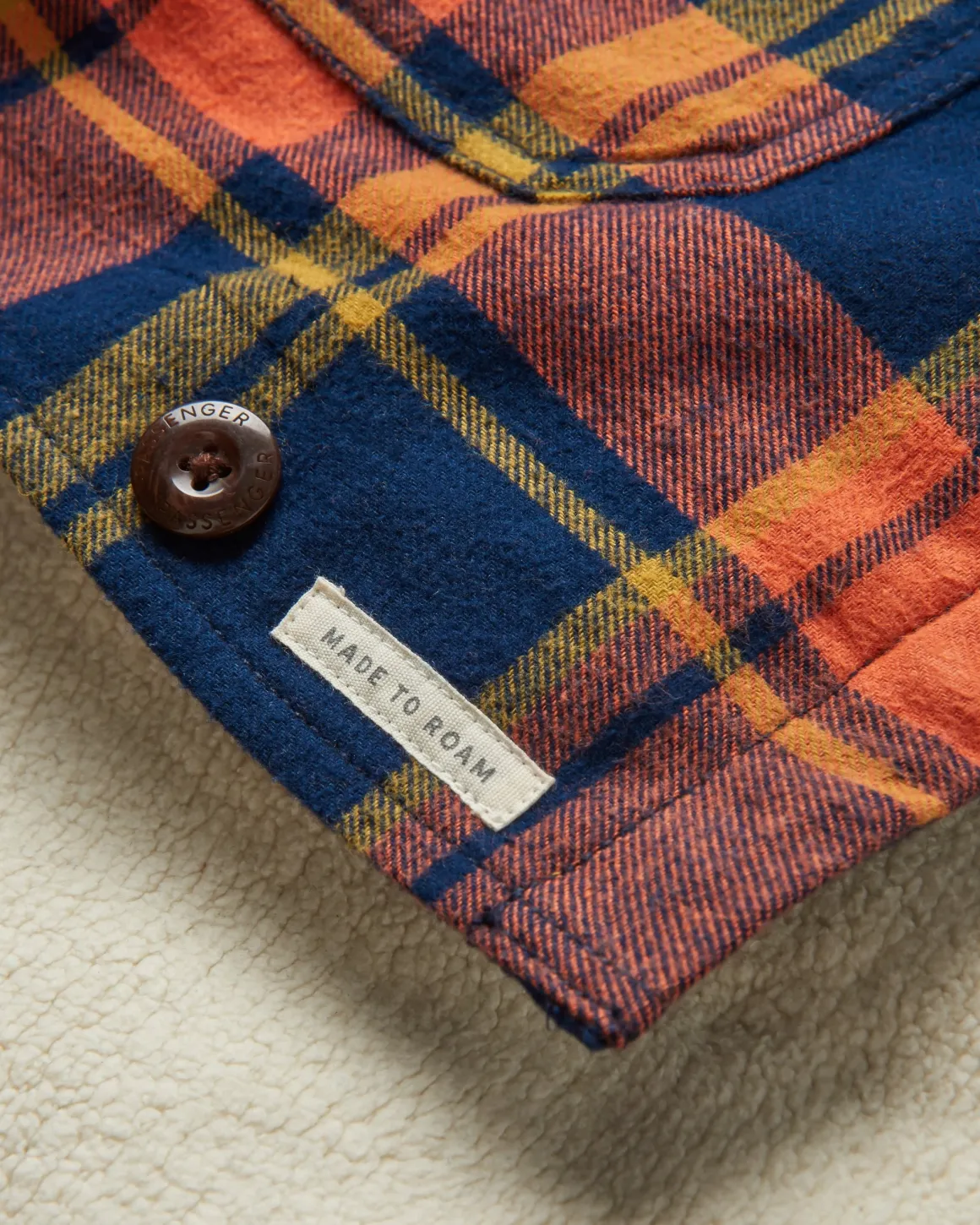 Flint Organic Cotton Shirt Jacket - Rich Navy/Burnt Orange