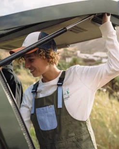 Flo Organic Pinafore Dress - Khaki Green