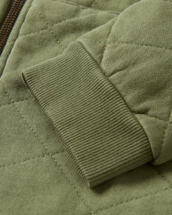 Getaway Recycled Quilted Full Zip Hoodie - Khaki Green
