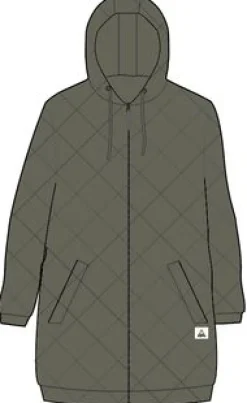 Getaway Recycled Quilted Full Zip Hoodie - Khaki Green