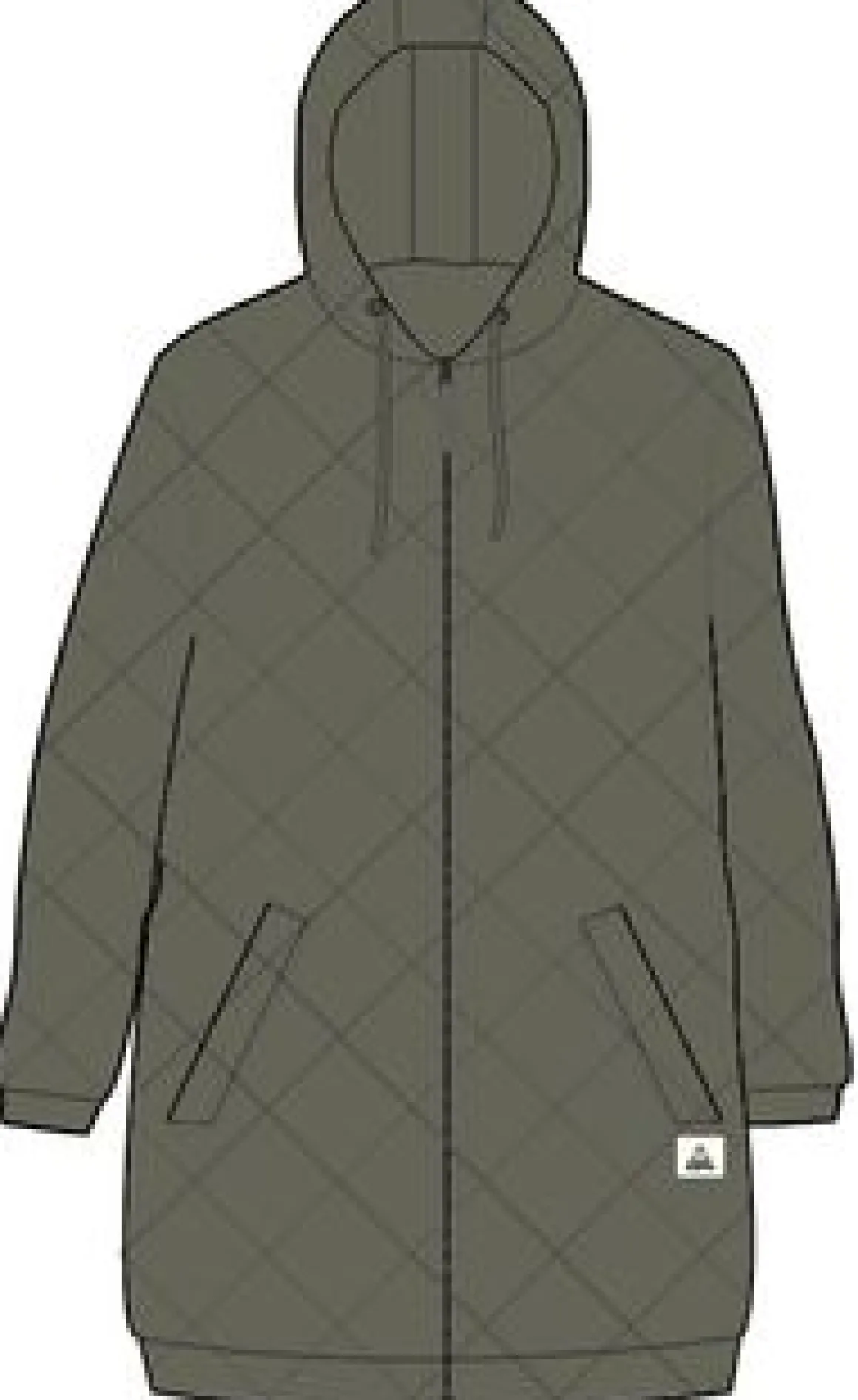 Getaway Recycled Quilted Full Zip Hoodie - Khaki Green