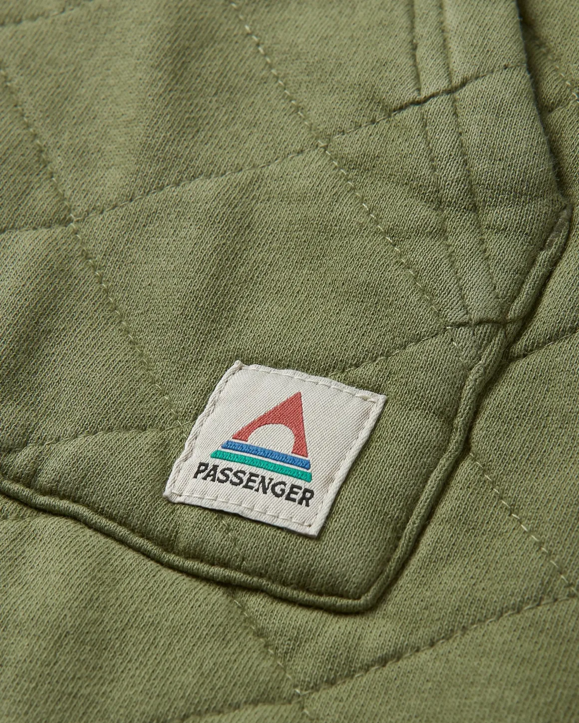 Getaway Recycled Quilted Full Zip Hoodie - Khaki Green