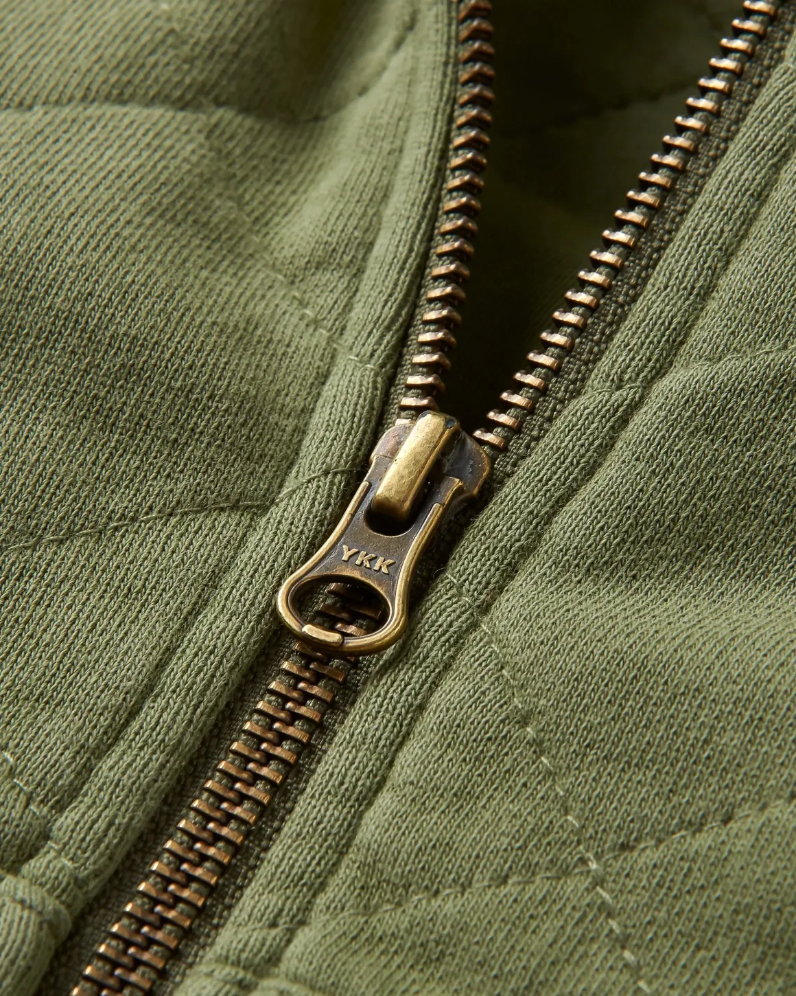 Getaway Recycled Quilted Full Zip Hoodie - Khaki Green