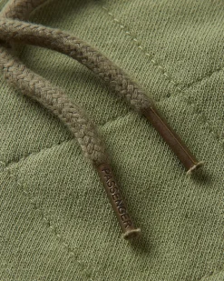 Getaway Recycled Quilted Full Zip Hoodie - Khaki Green