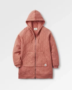 Getaway Recycled Quilted Full Zip Hoodie - Burnt Orange