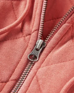 Getaway Recycled Quilted Full Zip Hoodie - Burnt Orange