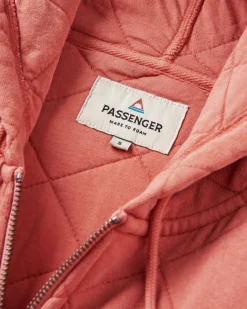 Getaway Recycled Quilted Full Zip Hoodie - Burnt Orange