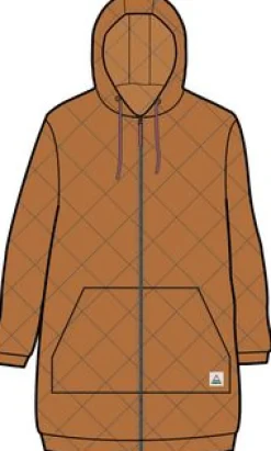 Getaway Recycled Quilted Full Zip Hoodie - Burnt Orange
