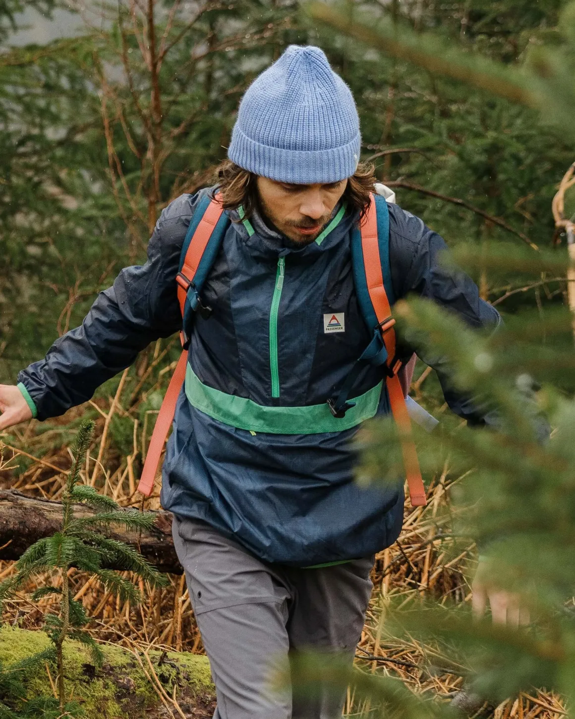 Gusto Recycled Windshell Pullover - Rich Navy/Dark Denim