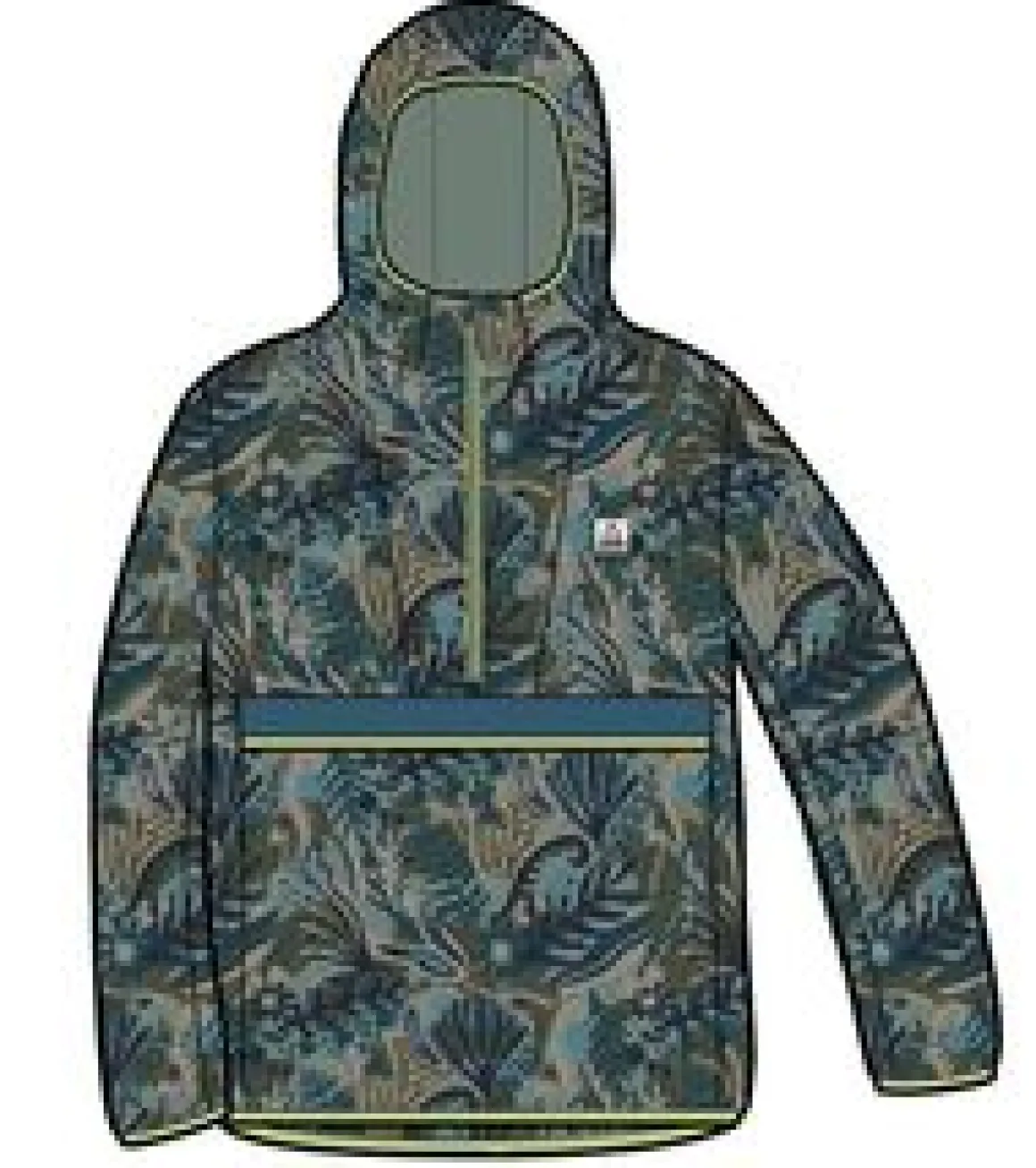 Gusto Recycled Windshell Pullover - Abstract Seaweed Pistachio