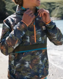 Gusto Recycled Windshell Pullover - Palm Camo Apricot
