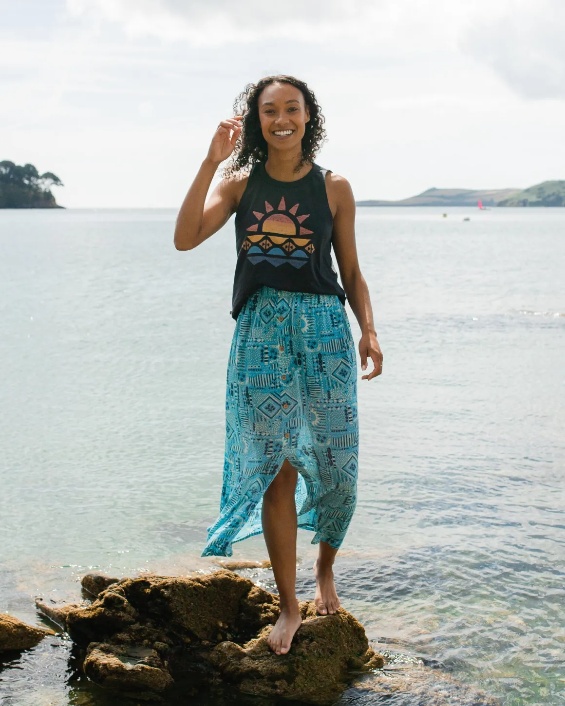 Hannah Skirt - Vintage Patchwork Blue Pool