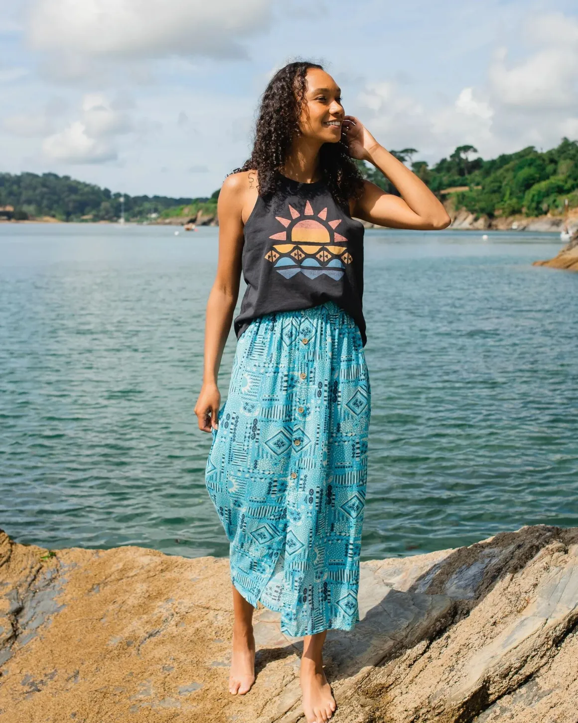 Hannah Skirt - Vintage Patchwork Blue Pool