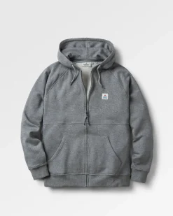 Heritage Full Zip Recycled Cotton Hoodie - Dark Gray Marl