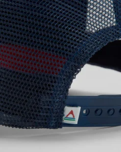 Heritage Mesh Snapback Hat - Navy/Red Spice