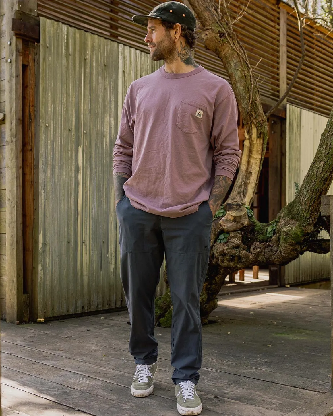 Heritage Recycled Relaxed Fit Long Sleeve T-Shirt - Grape